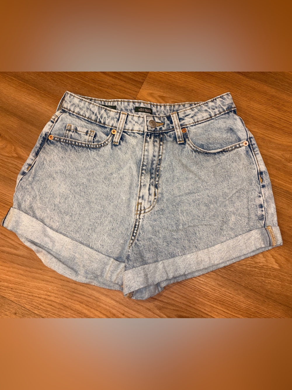wild fable Light Blue Washed Denim Cuffed Shorts